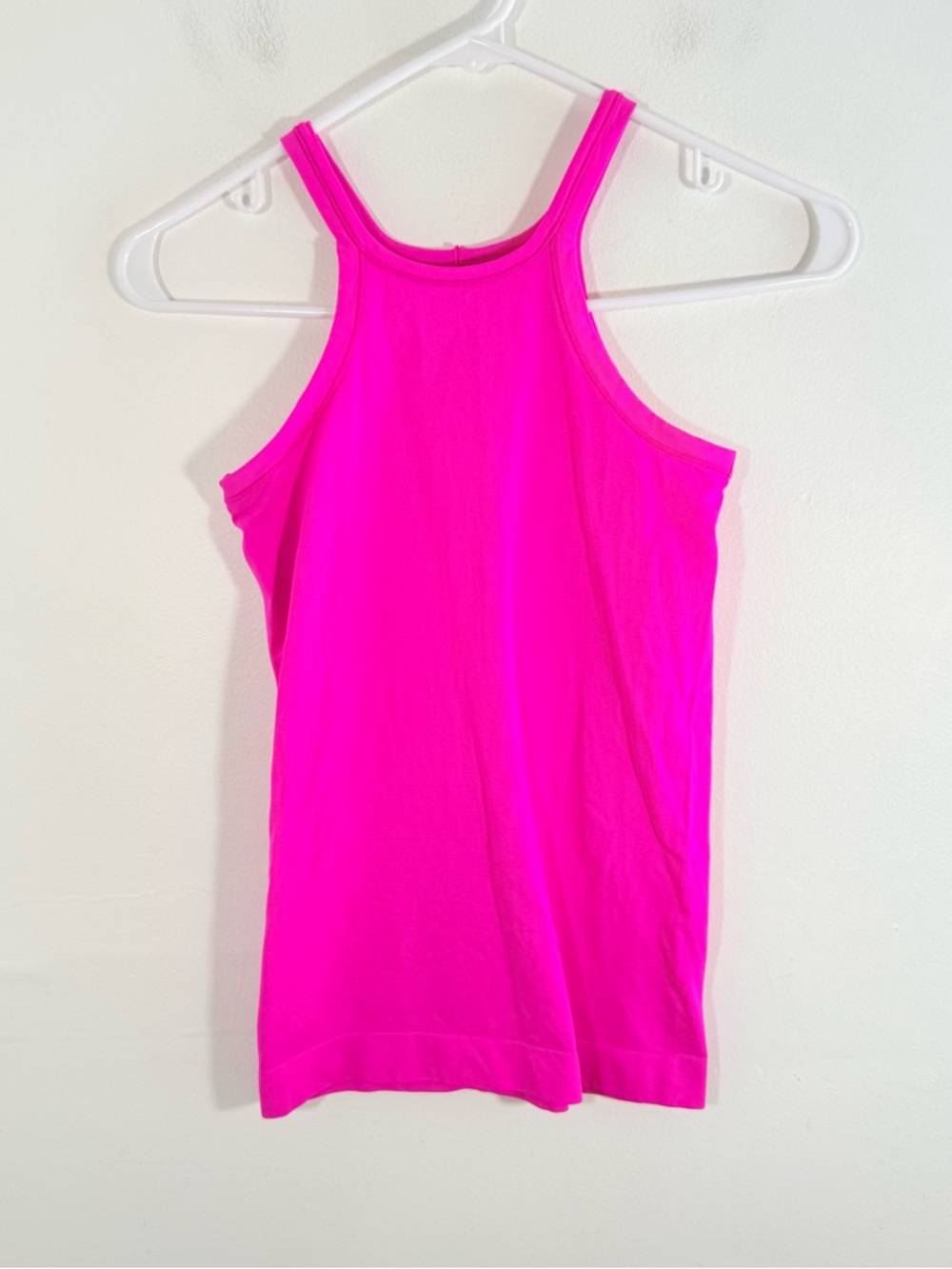 Helmut Lang Neon Hot Pink Seamless High Neck Tank Top XS